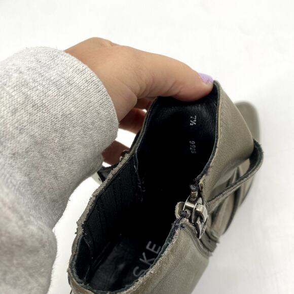 BASKE green gray leather buckle pointed toe booties - Picture 6 of 6